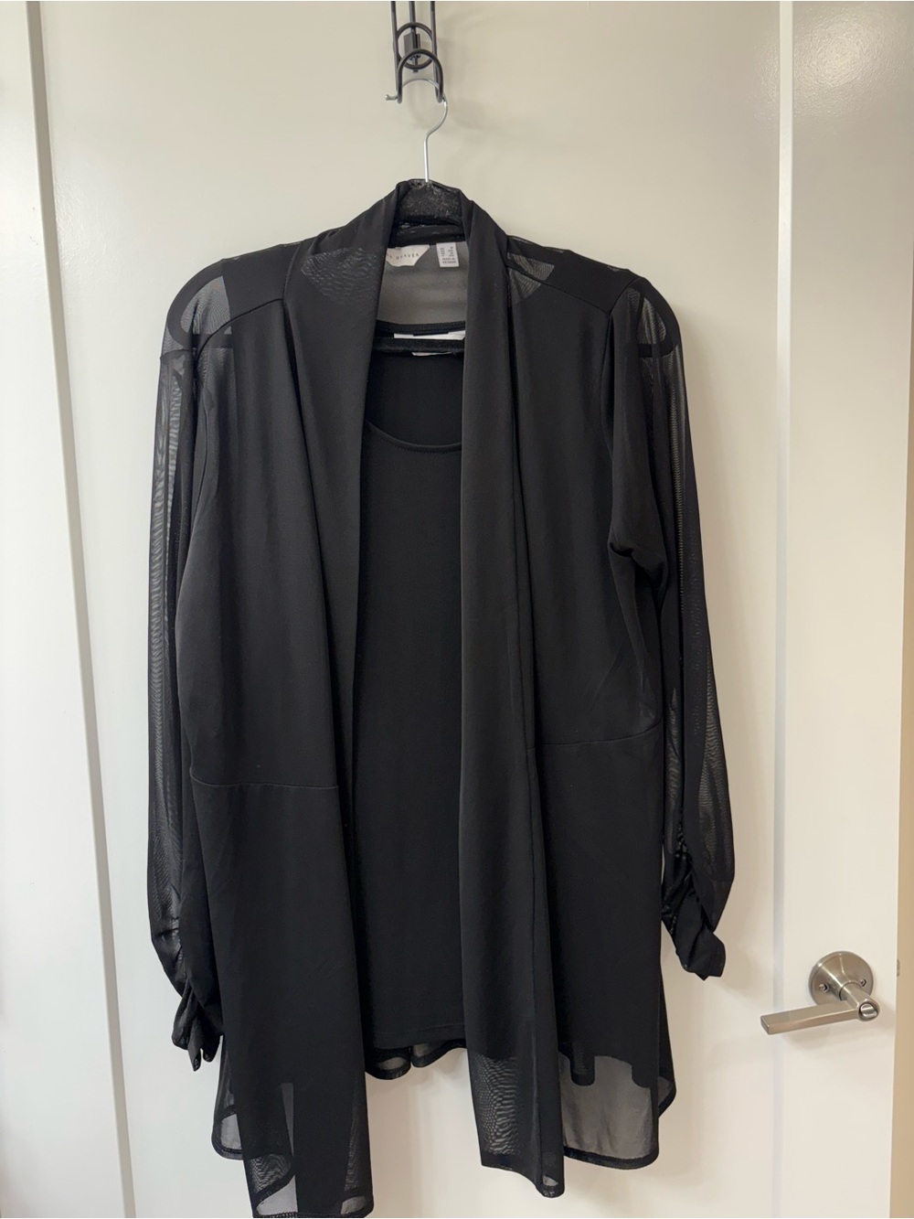 Susan Graver Regular Mesh Cardigan & Liquid Knit Tank Set SZ 1X